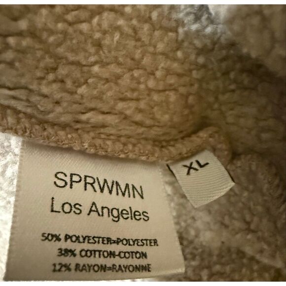 SPRWMN Women's Crew Neck Long Sleeve Fleece Lined Pullover Sweatshirt Tan XL - Picture 10 of 10